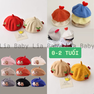  Nón Nồi - Mũ Len Hình Quả Cherry Cho Bé Gái 0-2 Tuổi 