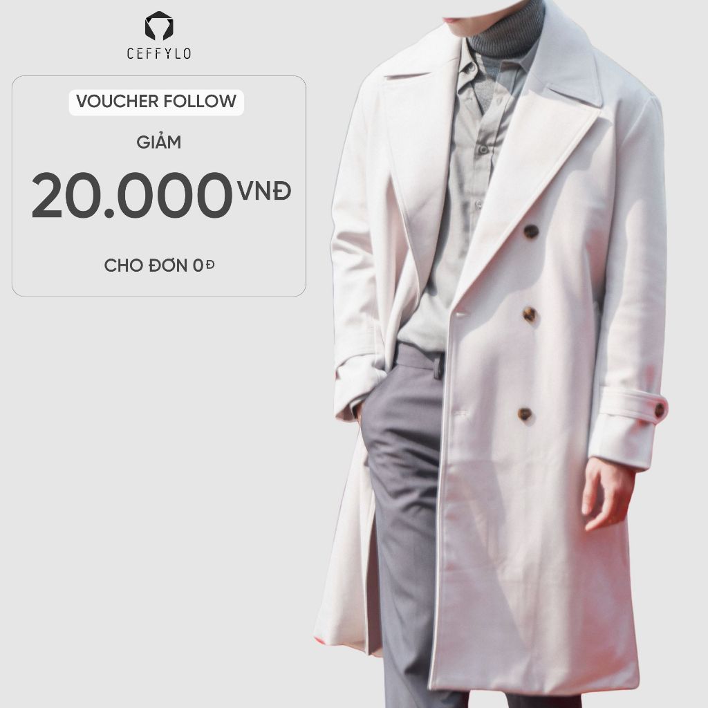 Áo khoác nam,áo khoác TRENCH COAT DÁNG DÀI CEFFYLO