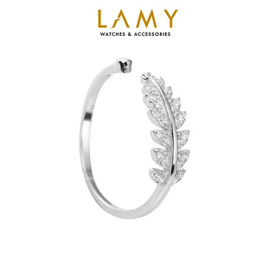 Nhẫn bạc nữ LAMY Olive Leaf Stone-Encrusted Ring Silver 8201 - Nhẫn bạc ta cao cấp