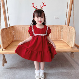   7-40kg  Váy đầm xòe công chúa cho bé gái nơ to hở lưng hợp cho đám cưới giáng sinh Noel lễ tết tiệc tùng cuối năm 