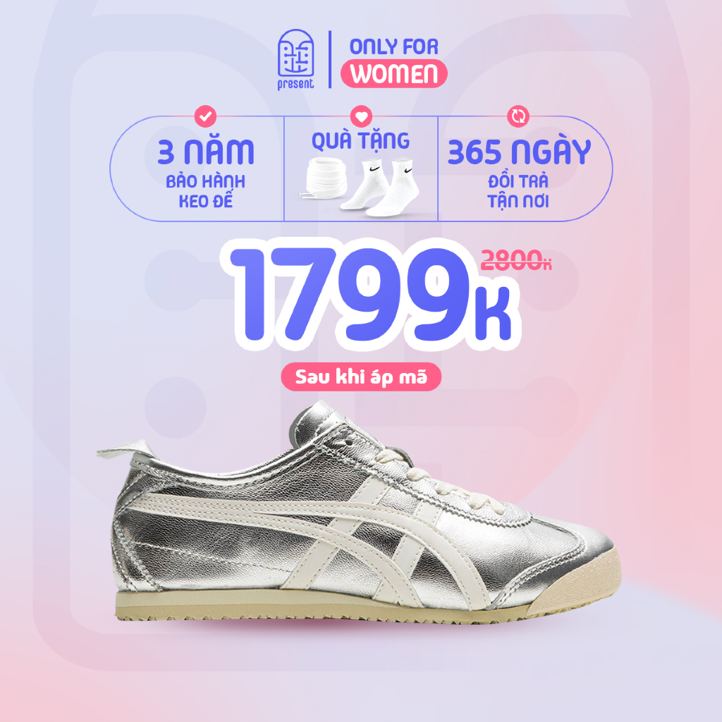 Giày Onitsuka Tiger Mexico66 "Silver White" chính hãng , Onitsuka Tiger real fullbox Present Only Fo