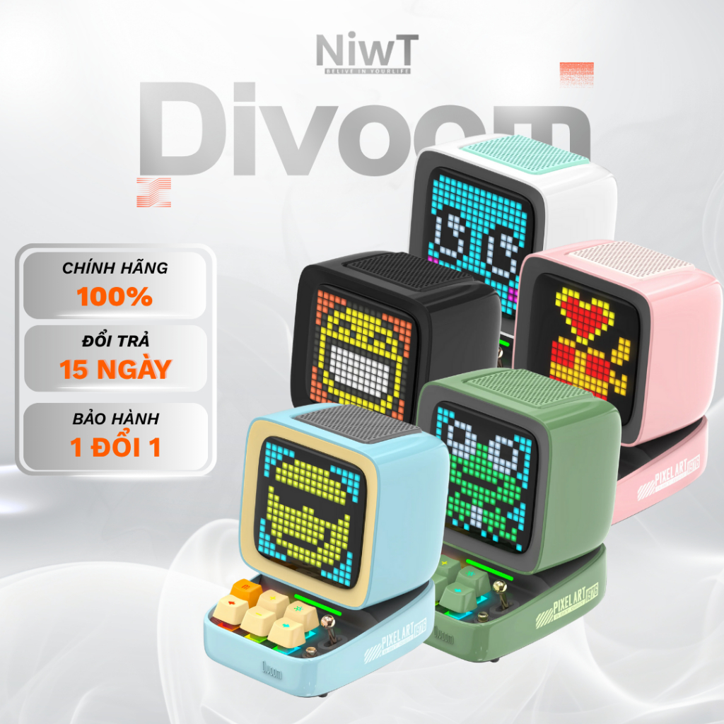Loa Divoom Ditoo Pro Retro Pixel Art Siêu Dễ Thương - 15 W, Màn 16×16 Pixel Art, Loa DSP, App - Hàng