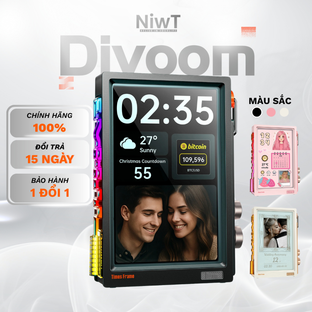 Màn LED Divoom Times Frame 10.1″ – Hiển Thị Trong Suốt, Wi-Fi, Lưu 64GB, Đồng Hồ & Pixel Art - Hàng 