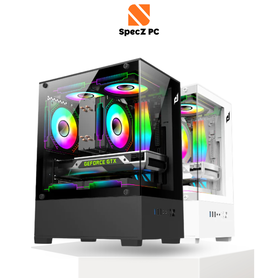 Case máy tính EDRA ECS1303 (Không Fan) Kính cường lực White/Black - Hàng chính hãng