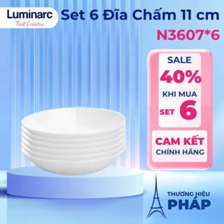   Sẵn  Bộ 6 đĩa  dĩa  chấm đĩa đựng gia vị thủy tinh Luminarc Diwali 11cm N3607*6 | Hàng chính hãng 