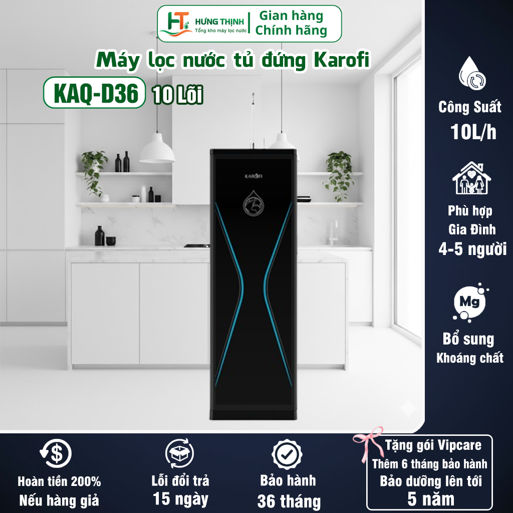 MÁY LỌC NƯỚC KAROFI KAQ-D36 - 10 LÕI CHUẨN NƯỚC UỐNG TRỰC TIẾP BH Chính Hãng