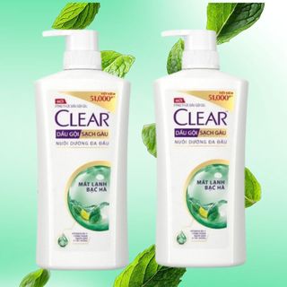 COMBO 2 Chai dầu gội Clear Bạc hà 900g