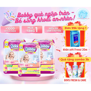    Miếng lót như bvs   Tã dán Bobby NB1 64 – Miếng lót sơ sinh siêu khô thoáng thấm hút nhanh chính hãng 