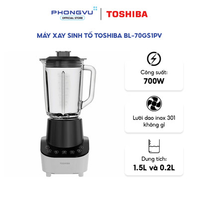 Máy xay sinh tố Toshiba BL-70GS1PV - 700W, 2 Cối, Điều Khiển Cảm Ứng, 6 Chương Trình + Nhồi - Bảo hành 12 tháng