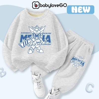 Bộ nỉ bé trai BabyloveGO 2026 quần áo dài tay ấm áp cho bé size 10kg đến 45kg BN-CA15