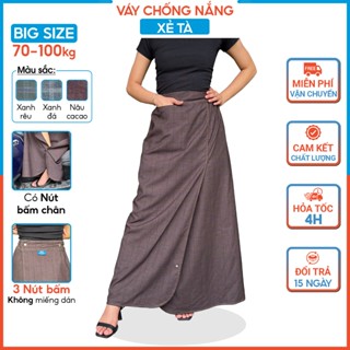   Bigsize 70kg-100kg  Váy chống nắng Xẻ tà vải Tuytsi cotton có Nút bấm chân Lưng thun 3 Nút bấm 