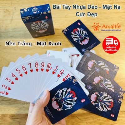 Bộ Bài Tây Mặt Nạ Quỷ Siêu Đẹp Nền Trắng, Đen, Chống Thấm Nước Chống Gấp, Bài Poker Bằng Nhựa Dẻo Hãng Amalife