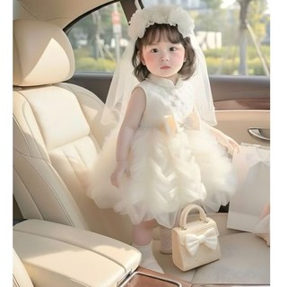 (Tặng Bờm Lúp  Hoa) Váy Công Chúa Cao Cấp Sát Nách Cổ Tàu Viền Ngọc Kèm Bờm Cô Dâu 4-15Kg,Váy Cho Bé Gái Sinh Nhật