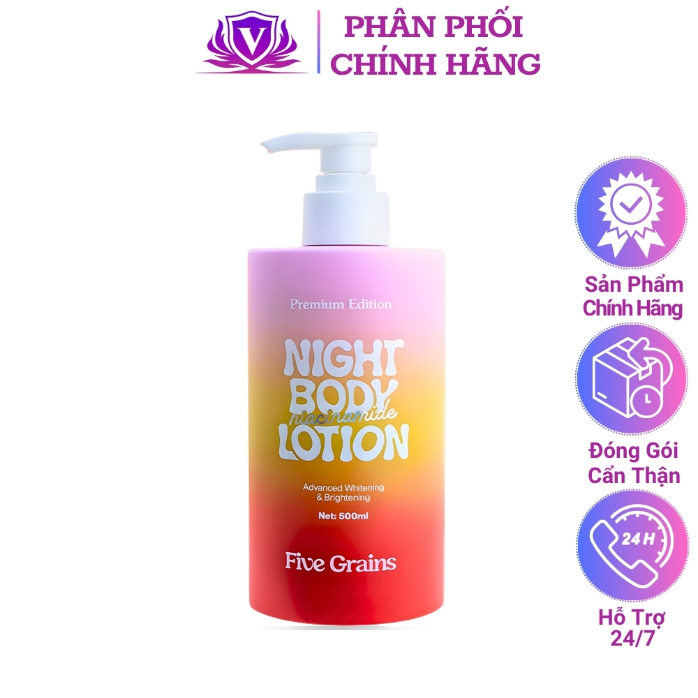 Kem Body Five Grains 500ml Chính Hãng, Kem Dưỡng Ban Đêm, Cấp Ẩm Body Cho Da Khô,Dưỡng Da Trắng Mịn 