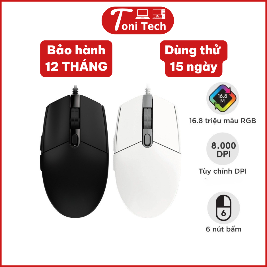 Chuột GAMING 8000 DPI Siêu Mượt G102 LED RGB, chuột máy tính có dây cao cấp, tự động đổi màu siêu đẹp.