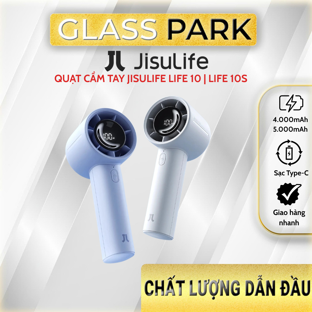 Quạt cầm tay Jisulife Life 10 | Life 10S  ABS 4000/5000mAh, 5 cấp độ gió – Bảo hành 12 tháng
