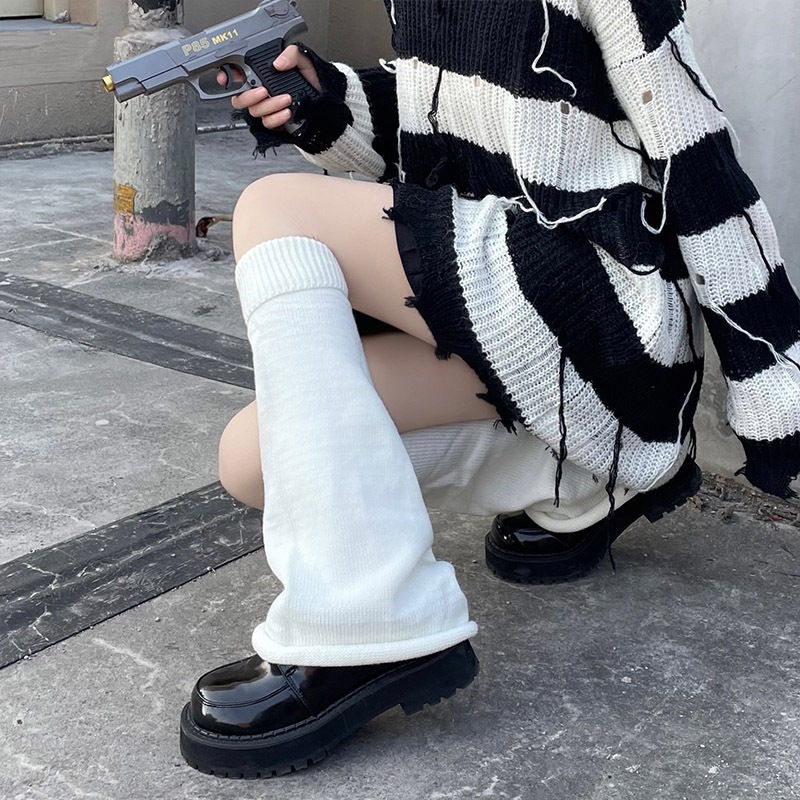 Vớ chân rộng ống len y2k nữ dáng loe chân, vớ lolita, vớ bắp chân, vớ jk mùa đông, mùa xuân và mùa t