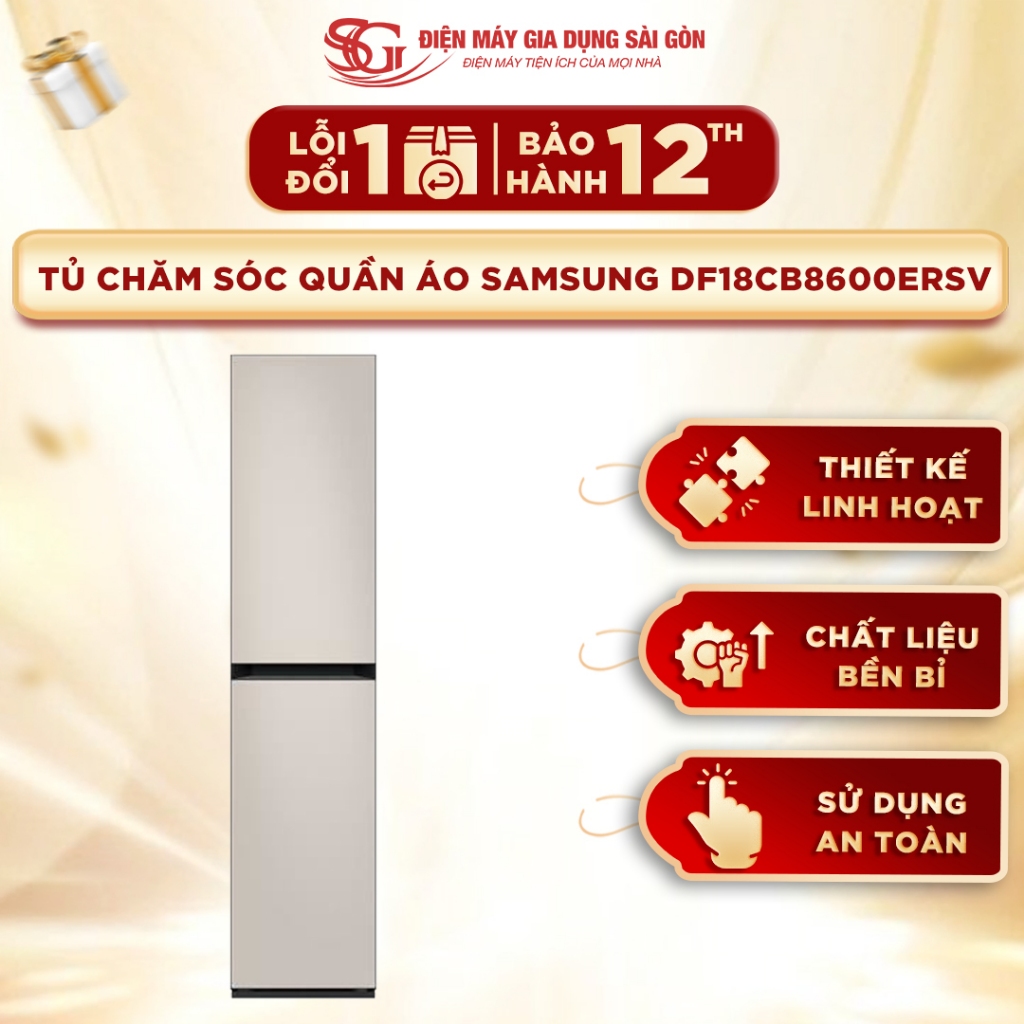 Tủ Chăm Sóc Quần Áo Thông Minh Samsung Bespoke AirDresser 3 Móc DF18CB8600ERSV