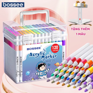  Hộp 120 Màu Acrylic Marker Bút Acrylic Ngòi Mềm Màu Không Lem Hộp Đựng Nhựa Tiện Lợi 