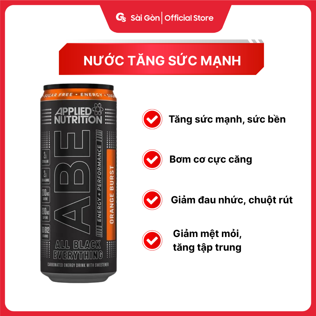 Lon Tăng Lực Applied ABE ENERGY + PERFORMANCE - PRE WOTK OUT, 330ml