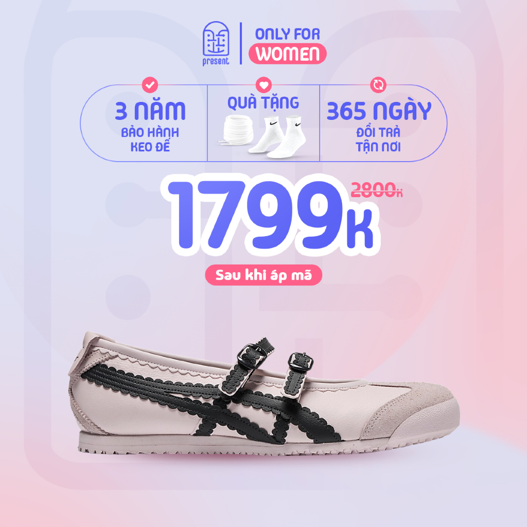Giày Onitsuka Tiger Ballet "Pink" chính hãng , Onitsuka Tiger real fullbox Present Only For Women