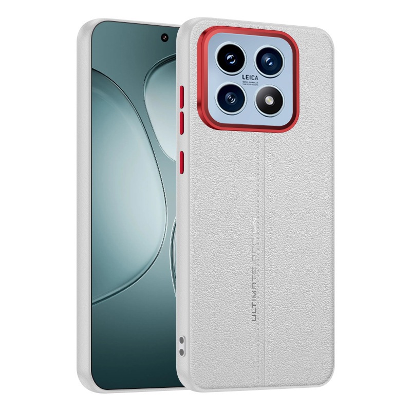 Ốp Lưng Da Họa Tiết Chỉ May Cho Mi 17 Pro Max / Mi 17 Pro / Mi 17 / K90 Pro Max, Viền Cam Kim Loại T