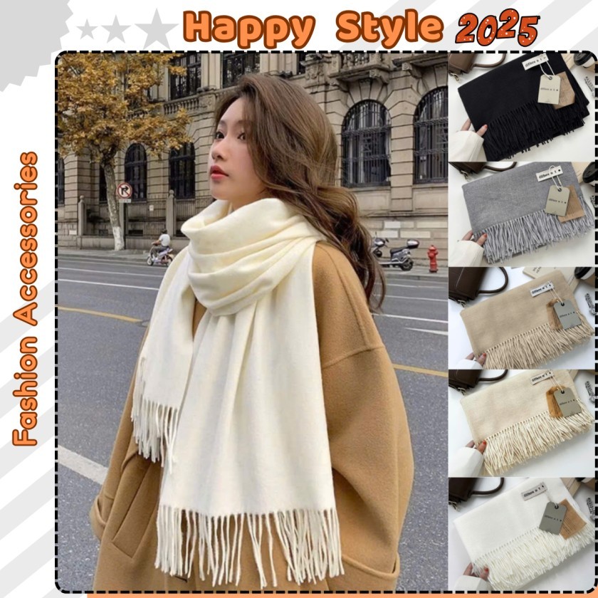 Khăn Quàng Cổ Trơn Nam Nữ Chất Len Dạ Không Xù Lông Cao Cấp Phong Cách Vintage - KQ08