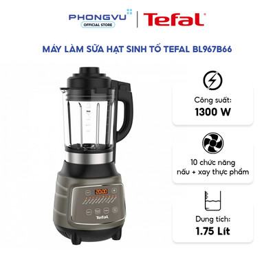 Máy Làm Sữa Hạt Tefal BL967B66 - Công Suất 1300W, Cối Thủy Tinh 1.75L, 12 Chế Độ - Bảo Hành 24 Tháng