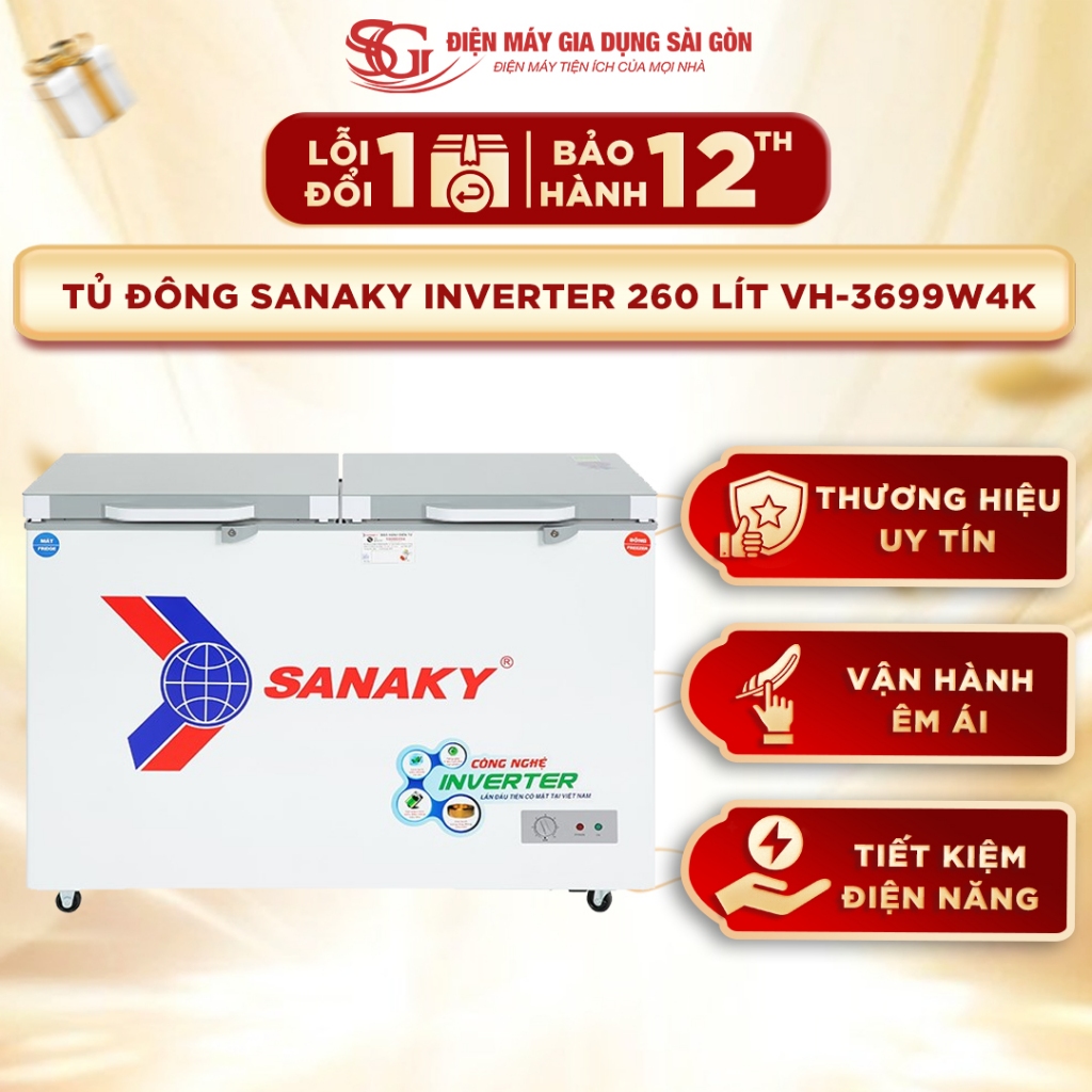 Tủ đông Sanaky Inverter 260 lít VH-3699W4K