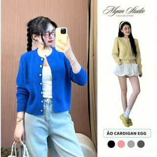  Áo cardigan len lông thỏ mác EGG cúc đồng basic dày dặn_Myan studio 
