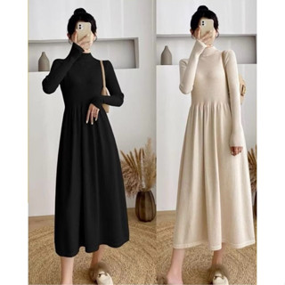  Váy YT144 Len Xoè Dài Tay Đầm Len Tăm Dáng Xoè Cổ Cao 3p Co Dãn Tốt Mặc Thu Đông Đi Làm Đi Chơi Sang Chảnh 