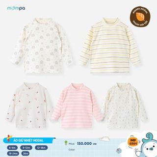  Áo giữ nhiệt cho bé Mompa dài tay 6 tháng - 3 tuổi vải Modal thấm hút cổ 3 phân DQ 0301 