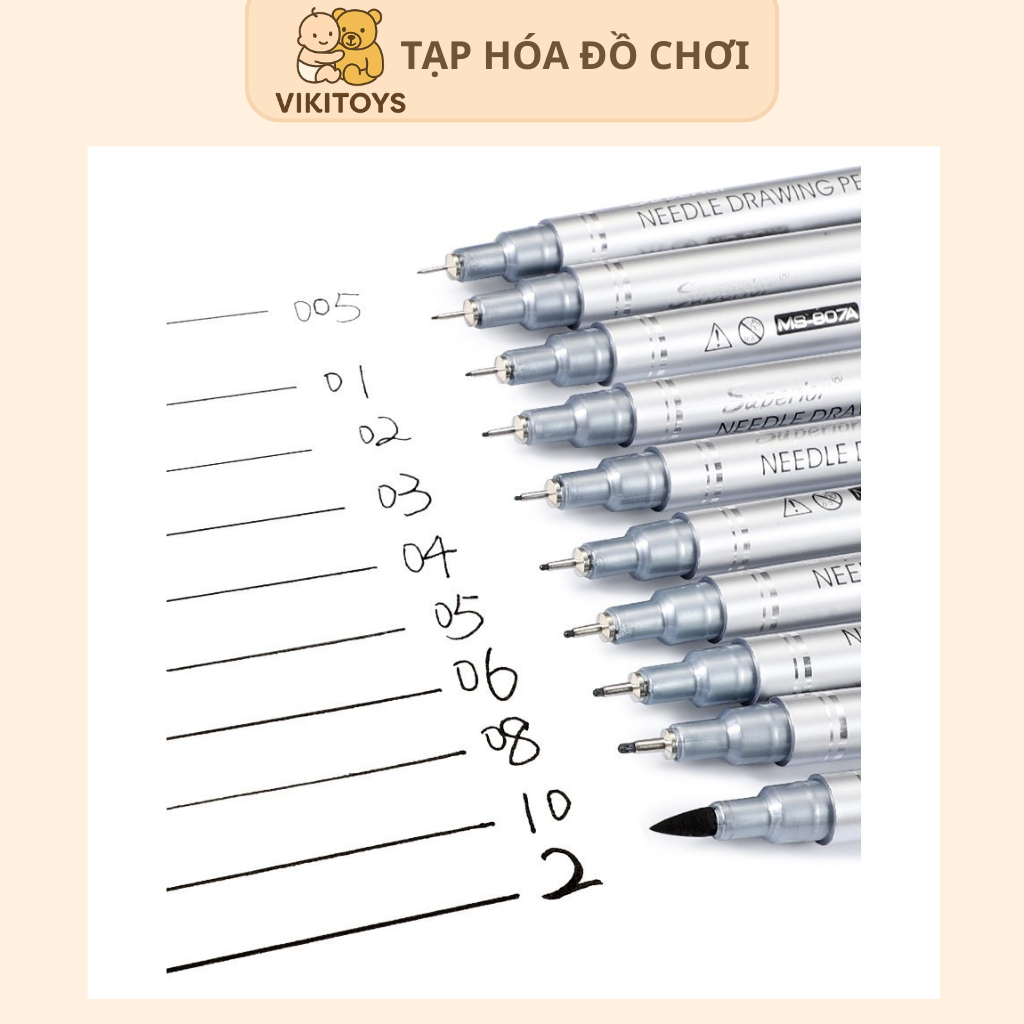 Bút đi nét Đen SUPERIOR kháng nước, bút mực nước ngòi 0.38mm mực đen