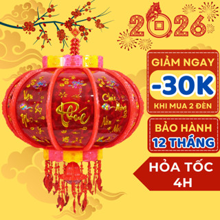  Đèn lồng điện trang trí Tết 2026 mẫu mới bản chữ Việt lồng đèn điện xoay 360 độ đèn led nhấp nháy 
