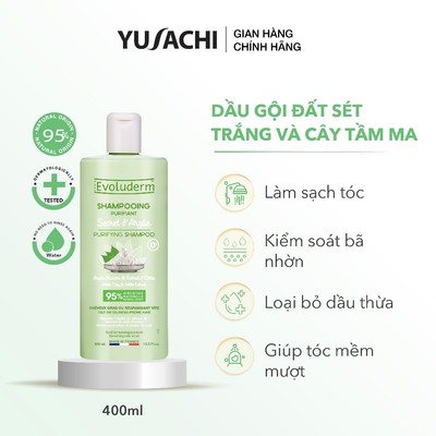 Dầu gội tóc dầu Evoluderm không Silicon giúp tóc hết bết dính, hỗ trợ giảm gàu 400ml (QT)