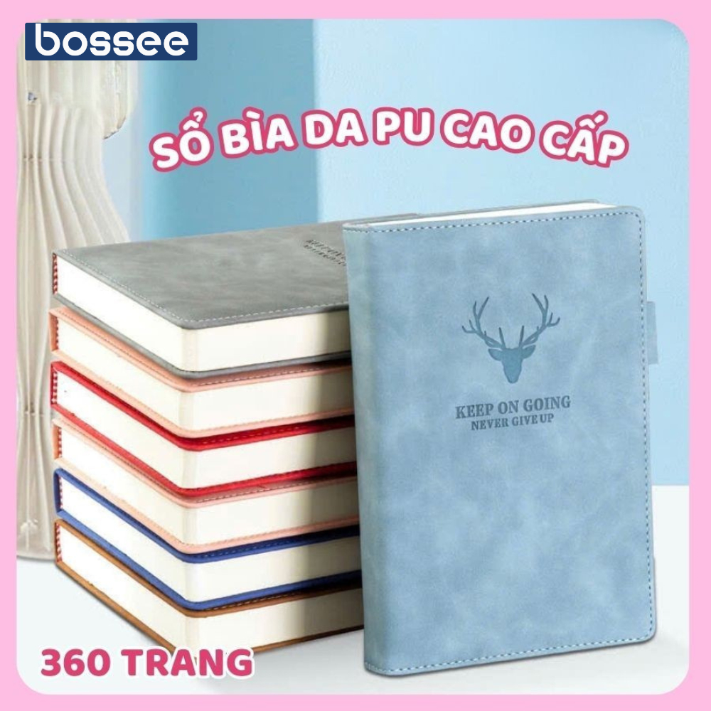 Sổ Tay Bìa Da Pu 360 Trang Sổ Ghi Chép Kẻ Ngang Vintage Cao Cấp Chống Nước