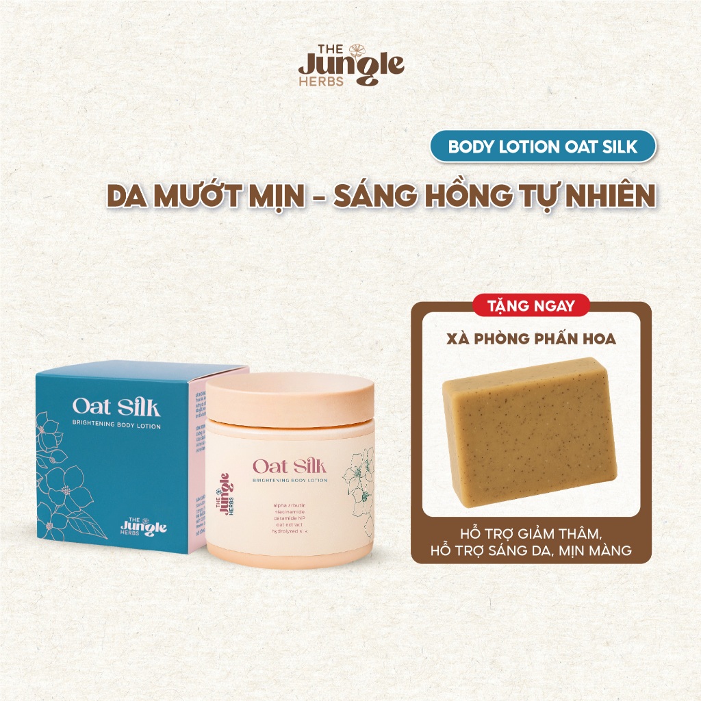 [Tặng soap phấn hoa] Lotion Yến Mạch Tơ Tằm Ceramides sáng da mờ thâm Oat Silk [bao bì mới] - The Ju