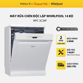 Máy rửa chén độc lập Whirlpool WFC 3C26P, máy rửa bát độc lập sức chưa lớn 14 bộ phù hợp gia đình