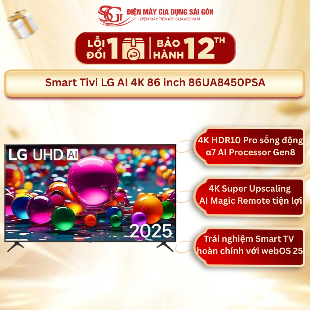 [Mới 2025] Smart Tivi LG AI 4K 86 inch 86UA8450PSA - Bảo Hành Chính Hãng