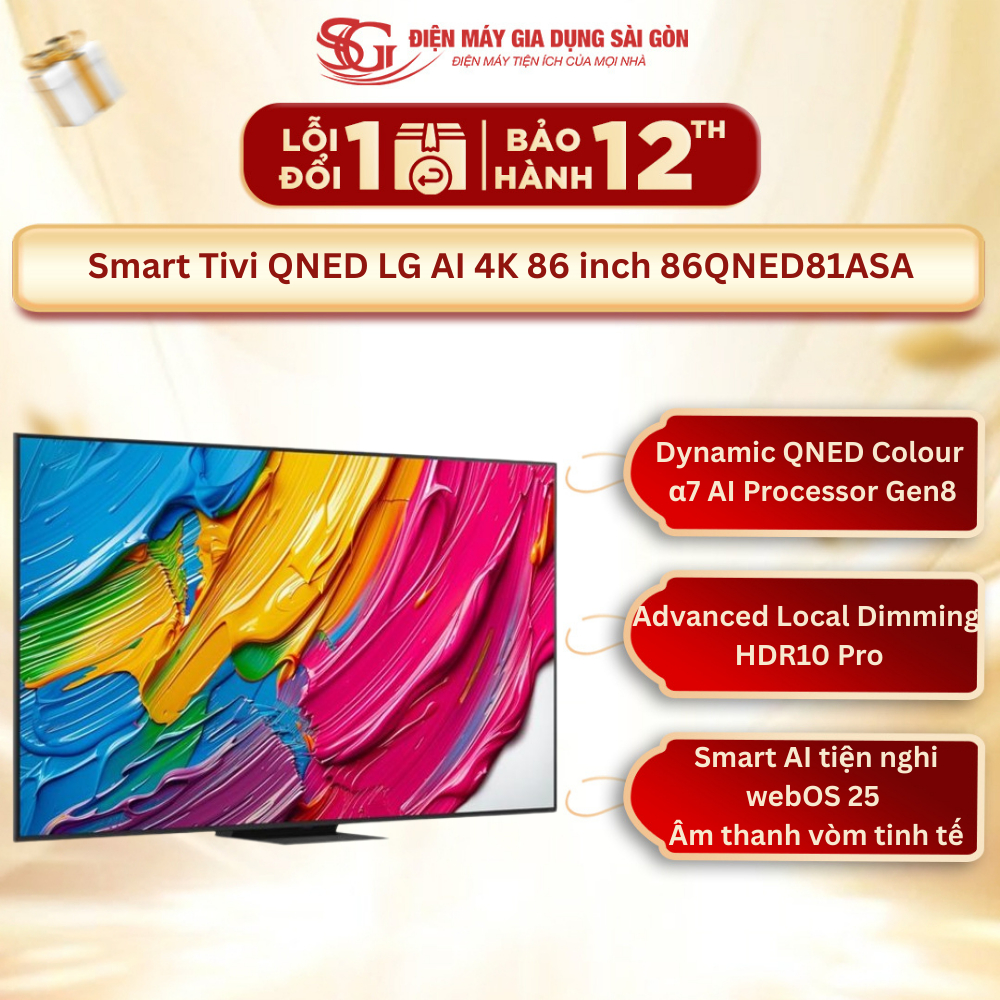[Mới 2025] Smart Tivi QNED LG AI 4K 86 inch 86QNED81ASA