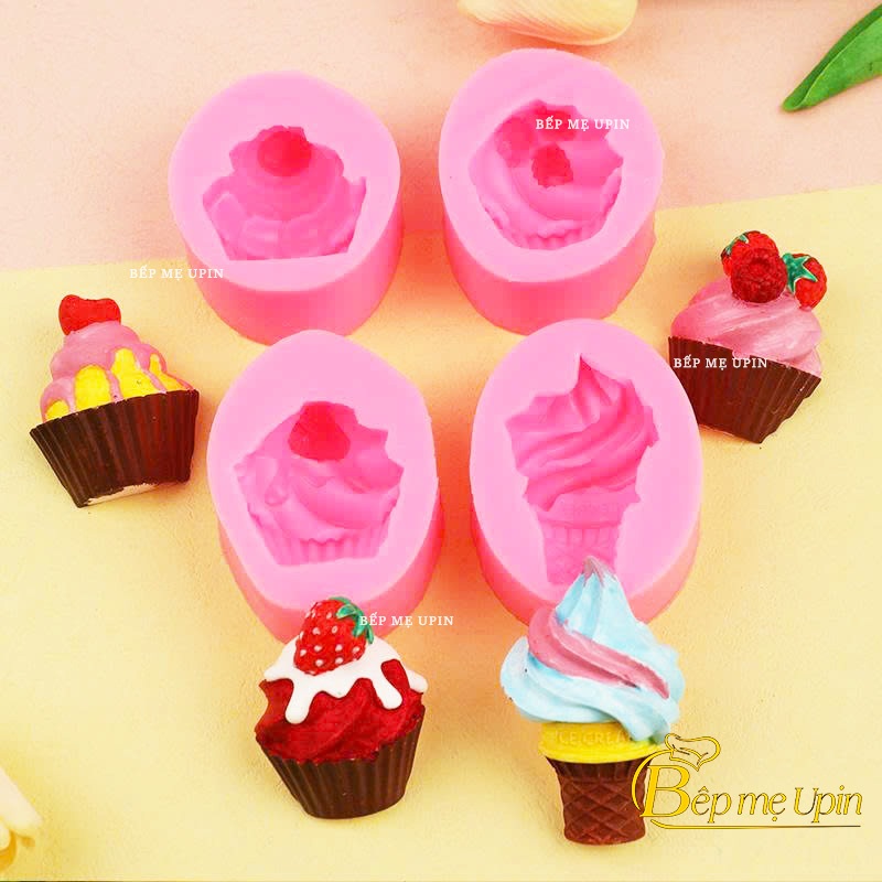 Sét 4 khuôn silicon cốc kem khuôn cupcake cream
