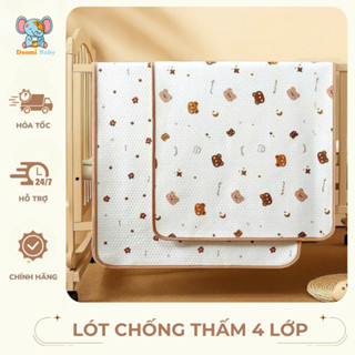  Tấm Lót Chống Thấm Kháng Khuẩn Chính Hãng Doomi Baby Cho Bé Mùa Hè 4 Lớp 70*50cm - HT723 - HT669 