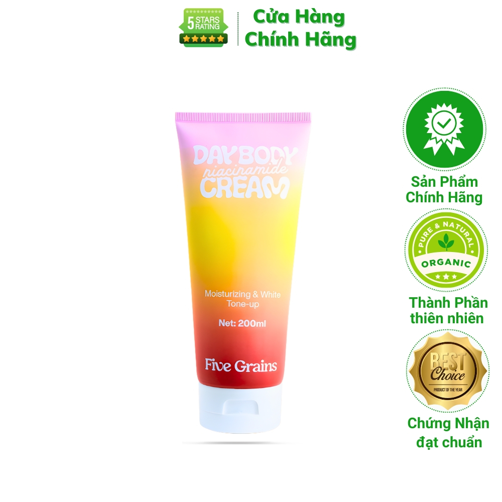 Kem Body Five Grains 200ml Chính Hãng – Kem Dưỡng Ban Ngày, Dưỡng Ẩm Cho Da Khô, Dưỡng Trắng Body, N
