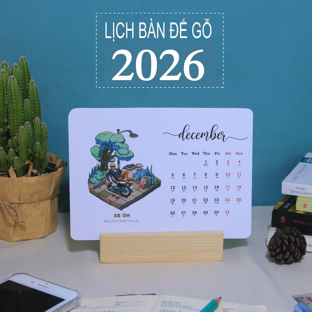 Lịch để bàn 2026 - Saigon 3 mét vuông - Tiệm in Memories - Lịch 2026, lịch âm 2026 in hình xinh xắn