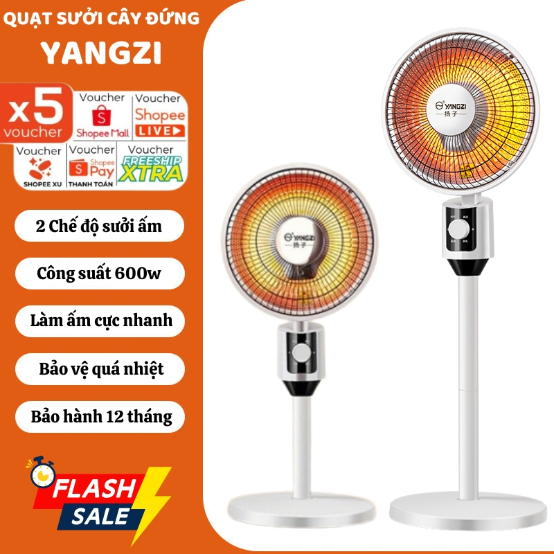 Quạt Sưởi Cây Đứng YANGZI Công Suất Lớn 600W, Làm Ấm Cực Nhanh, Bảo Vệ Quá Nhiệt, Hoạt Động Mạnh Mẽ, Không Gây Tiếng Ồn