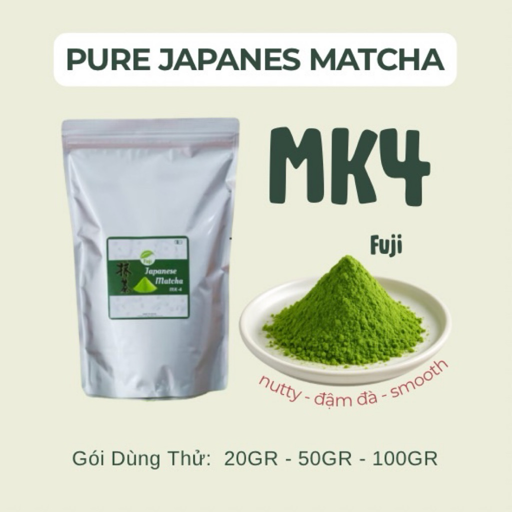 <Sẵn hàng> Bột matcha Fuji MK4 chiết lẻ - Chính hãng- Màu đẹp, trà đạo, pha chế latte - Đậm vị Umani
