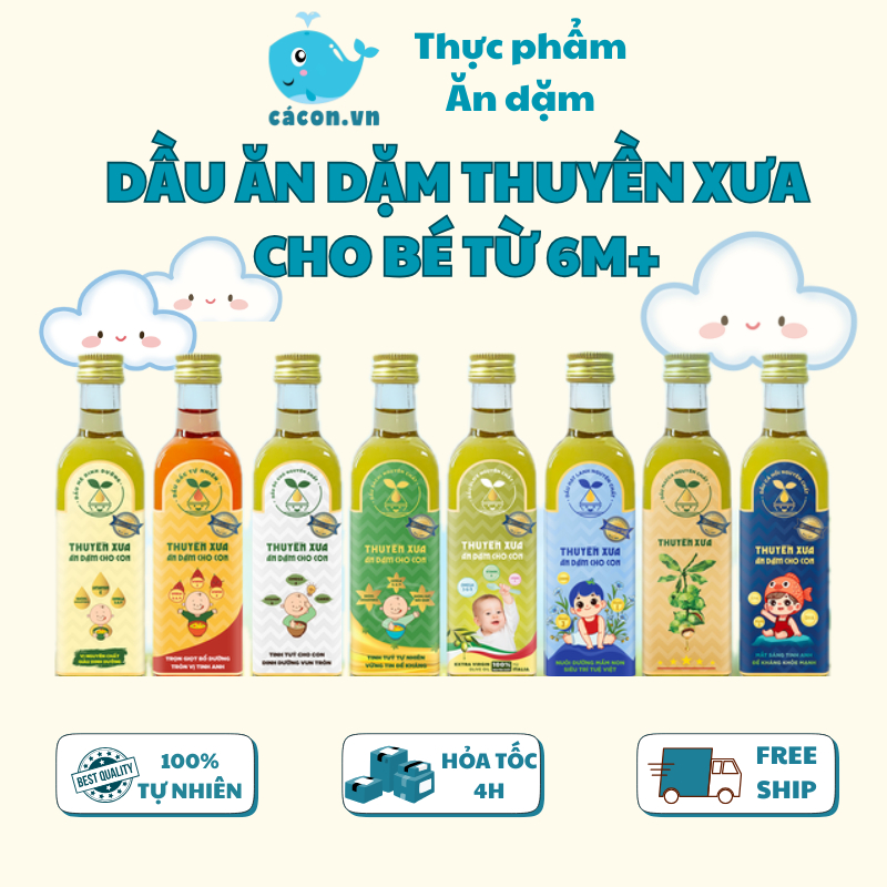 Dầu Ăn Dặm Cho Bé 6 Tháng Thuyền Xưa 65ml – Vị Cá Cơm Than Nguyên Chất Tốt Cho Trí Não