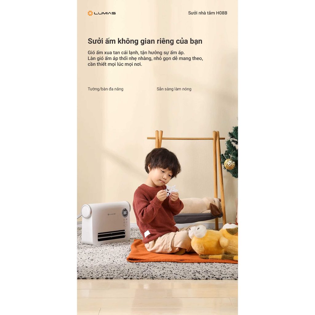 Máy sưởi nhà tắm Lumias H08B 2000W điều chính 2 mức nhiệt