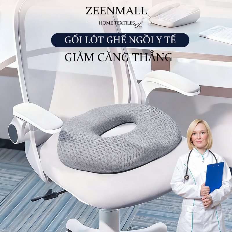 ZEEN Gối Lót Ghế Ngồi Y Tế Chống Trĩ Cao Su Non 44*41cm Đàn Hồi Giảm Ê Mỏi Mông Cho Dân Văn Phòng