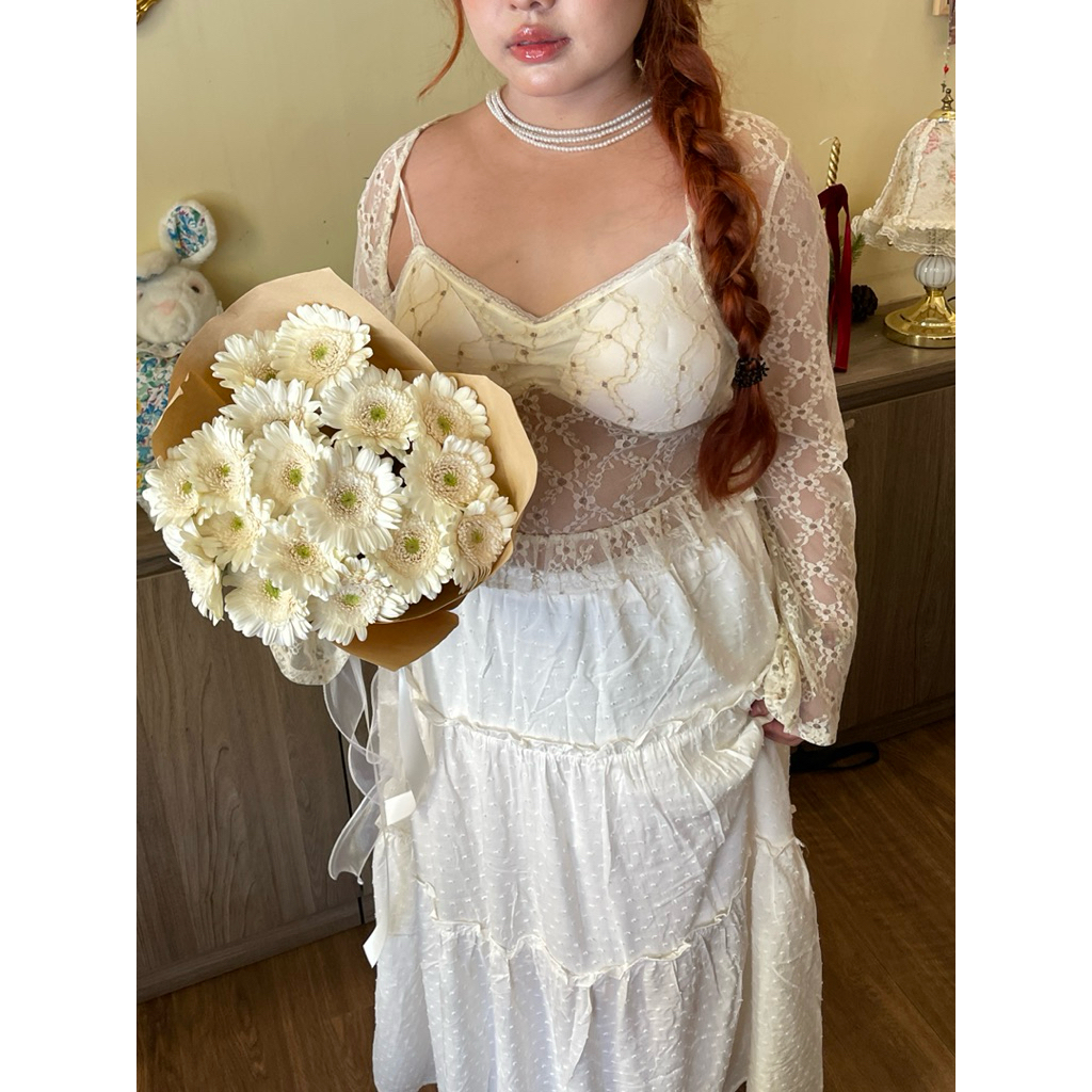 [BEOS BIGSIZE] Flowers Lace Set - SET ÁO 2 DÂY + KHOÁC REN